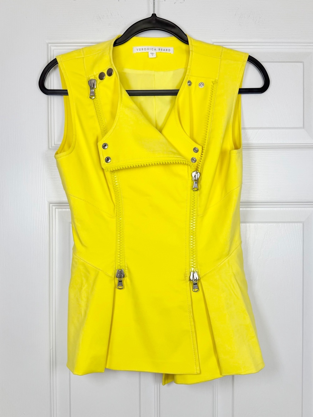 Veronica Beard Size 2 • Yellow Zip Biker Vest.